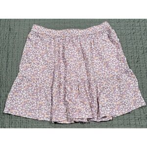 GAP Women's Large Smocked Tiered Mini Skirt Lavender Floral NWT 29x17